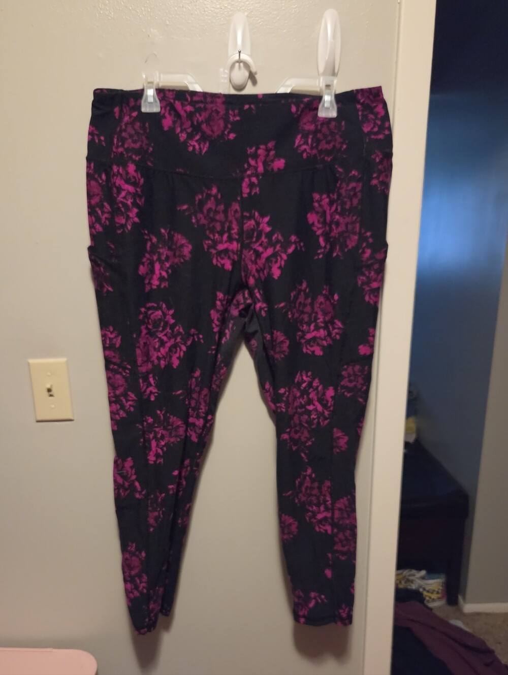 Torrod Black Active Leggings with Fuchsia Floral Print